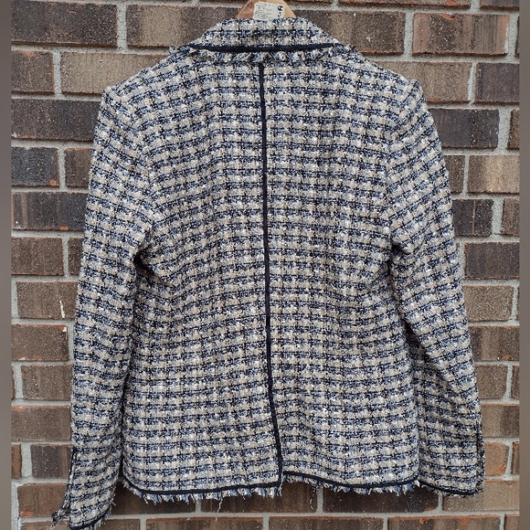 Veronica Beard Theron Tweed Blazer Navy Gold Button Double Breasted 10 NWOT - Picture 7 of 11